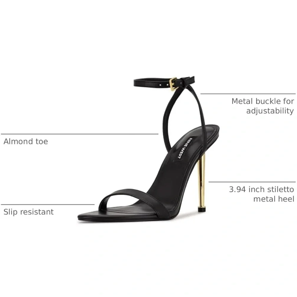 Nine West Black Heels with Gold Accents - Picture 3 of 7